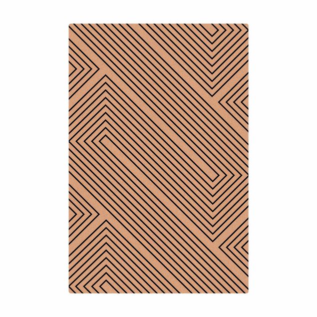Tapis en liège - Symmetrical Geometry Of Black Lines - Format portrait 2:3