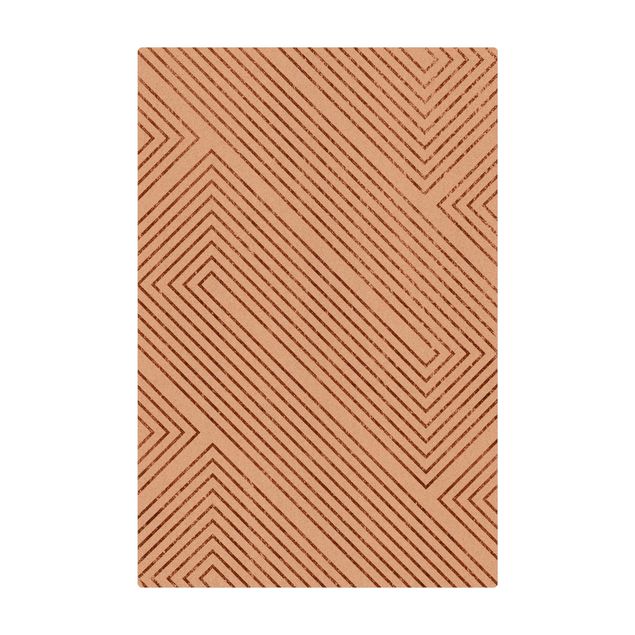 Tapis en liège - Symmetrical Geometry Copper - Format portrait 2:3