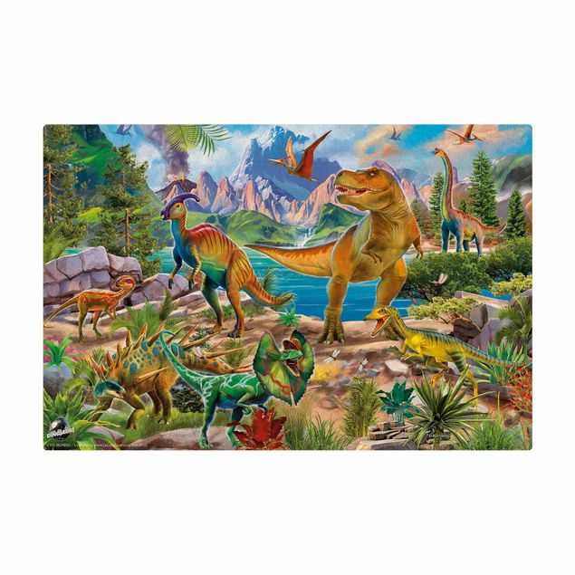 grand tapis T-Rex et Parasaurolophus