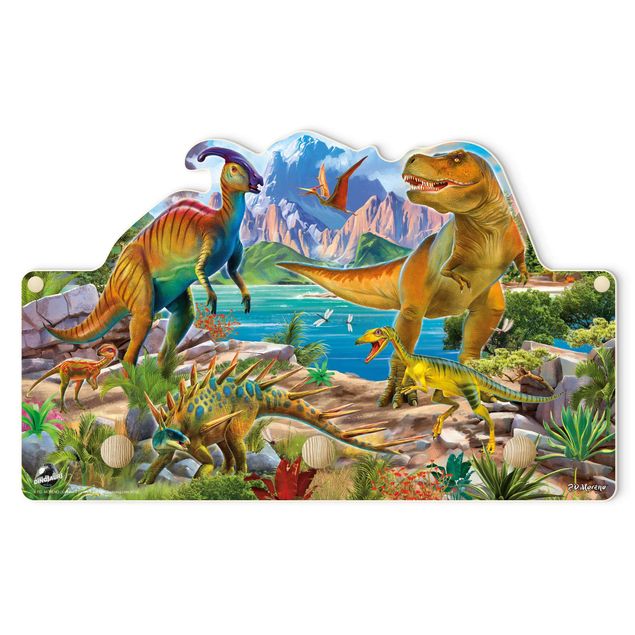Patère porte manteaux T-Rex et Parasaurolophus