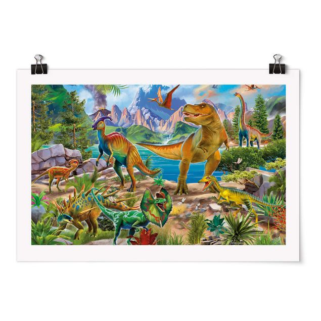 Posters animaux T-Rex et Parasaurolophus