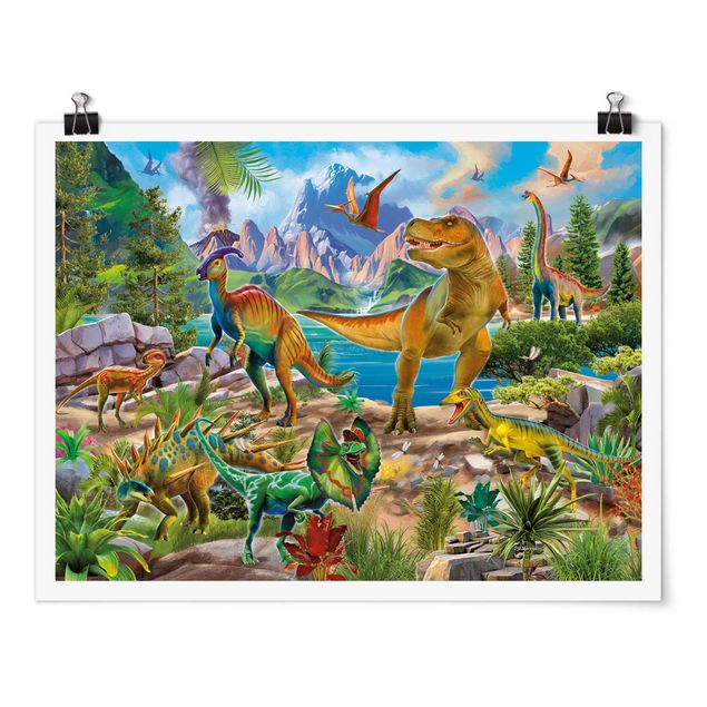 Posters animaux T-Rex et Parasaurolophus