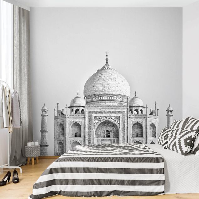 Papier peint ville Taj Mahal en gris