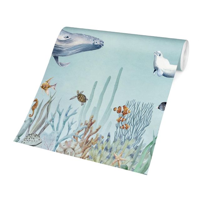 Papier peint animaux Danse des baleines sur un récif corallien