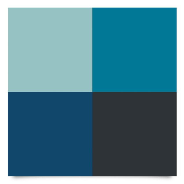 Adhesif pour porte Deep Sea 4 Squares Set - Pastel Turquoise Teal Prussian Blue Moon Gray