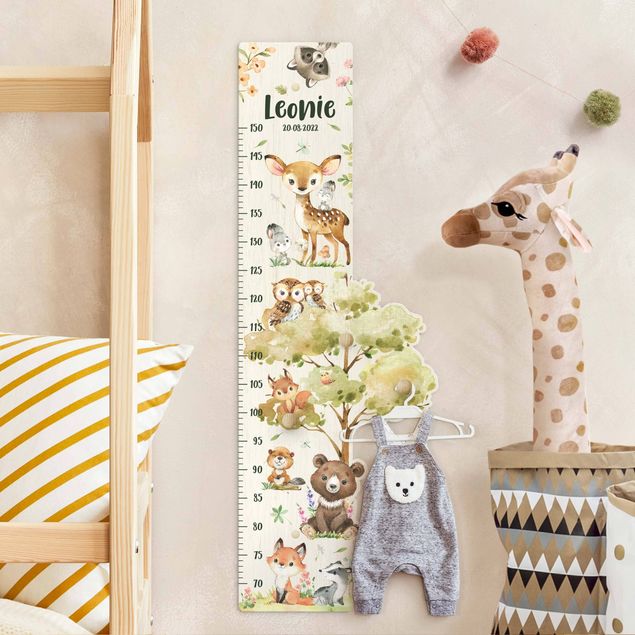 Décoration chambre bébé Animals from the forest watercolour with custom name