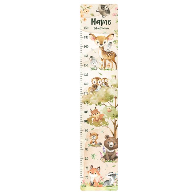 Stickers muraux animaux de la foret Animals from the forest watercolour with custom name