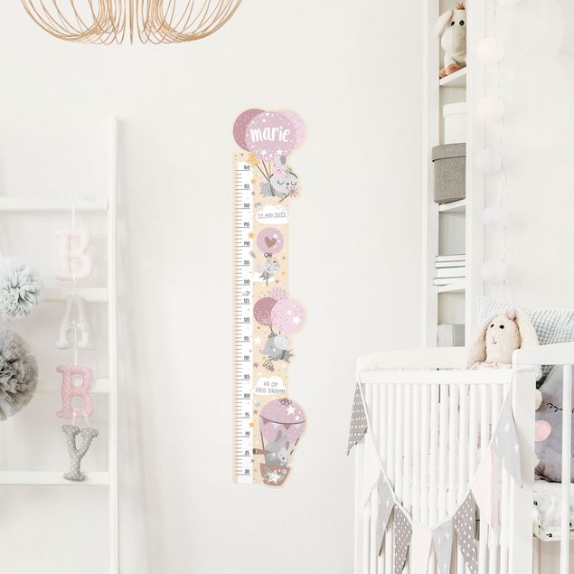 Sticker mural espace Animals In Balloons With Customised Name Pink