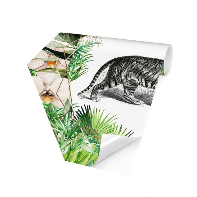 Papier peint animaux forêt Tigre dans un fourré