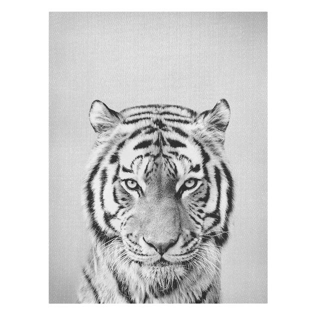 Tableaux sur toile en noir et blanc Tigre Tiago Noir Et Blanc
