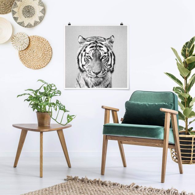 Tableau tigre Tigre Tiago Noir Et Blanc