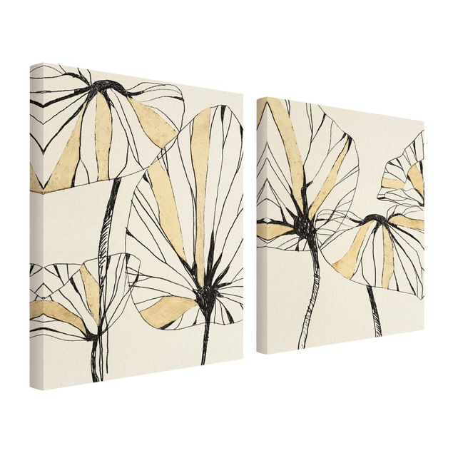Impression sur toile - Tropical Leaves With Gold
