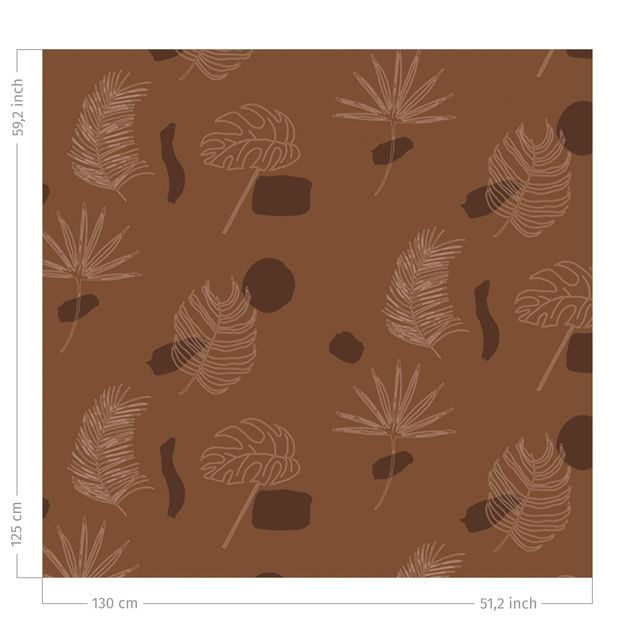 rideaux modernes Tropical Leaf Pattern - Fawn Brown
