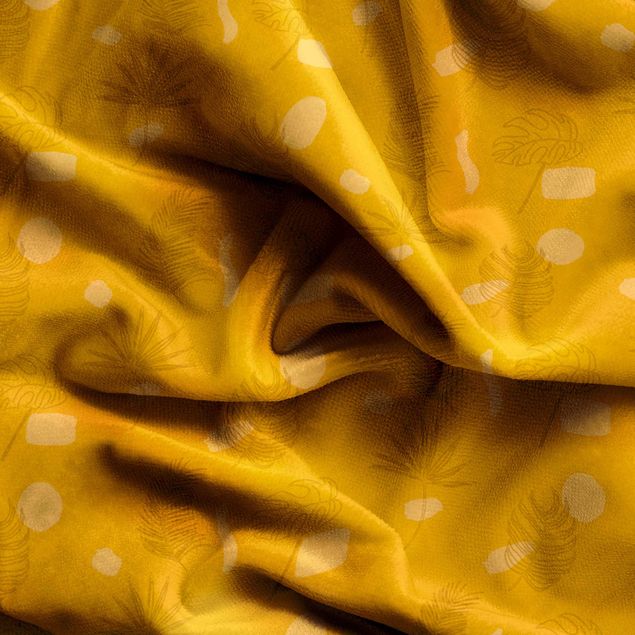 rideaux motifs Tropical Leaf Pattern - Warm Yellow