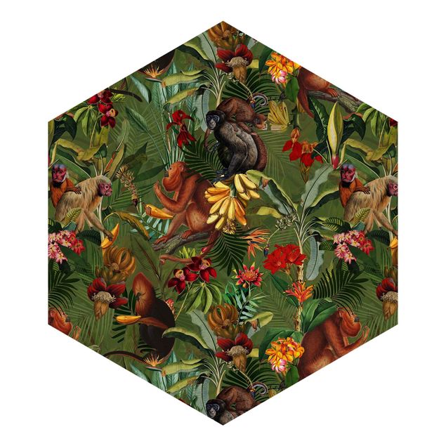Tableaux de Uta Naumann Fleurs Tropicales avec Singes