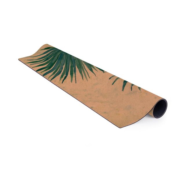 tapis salon nature Feuilles de palmier tropicales en gros plan