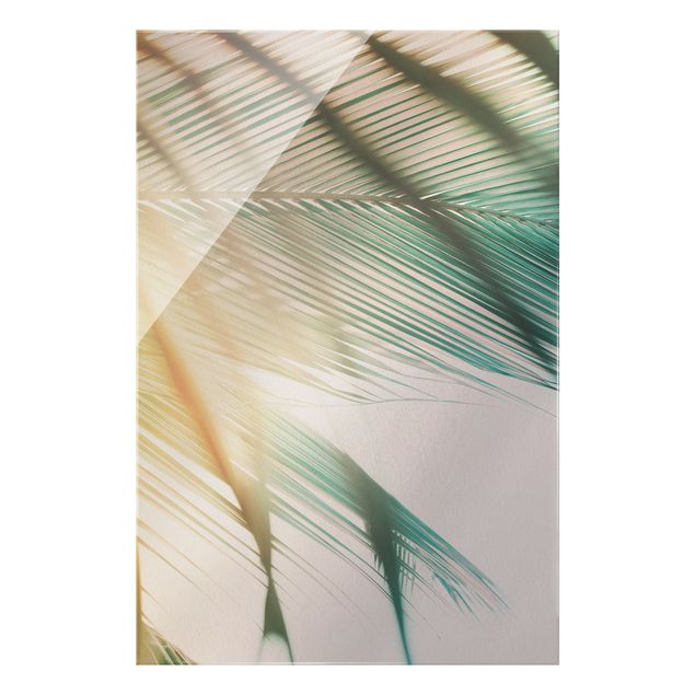 Tableau moderne Plantes Tropicales Palmiers au Coucher du Soleil II