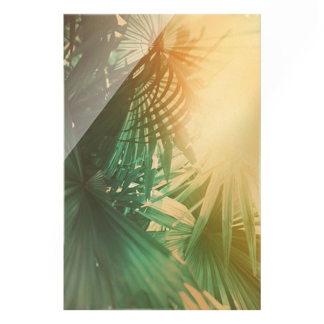Tableaux moderne Plantes Tropicales Palmiers au Coucher du Soleil
