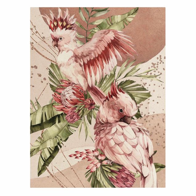 Tableau décoration Oiseaux Tropicaux - Cockatoes Rose