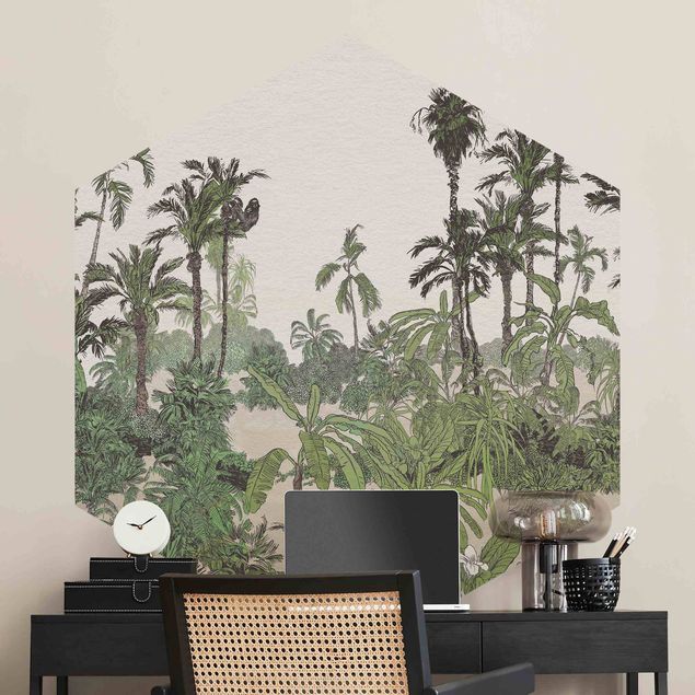 Papiers peints modernes Dessin Tropical - Jungel à l'Aquarelle