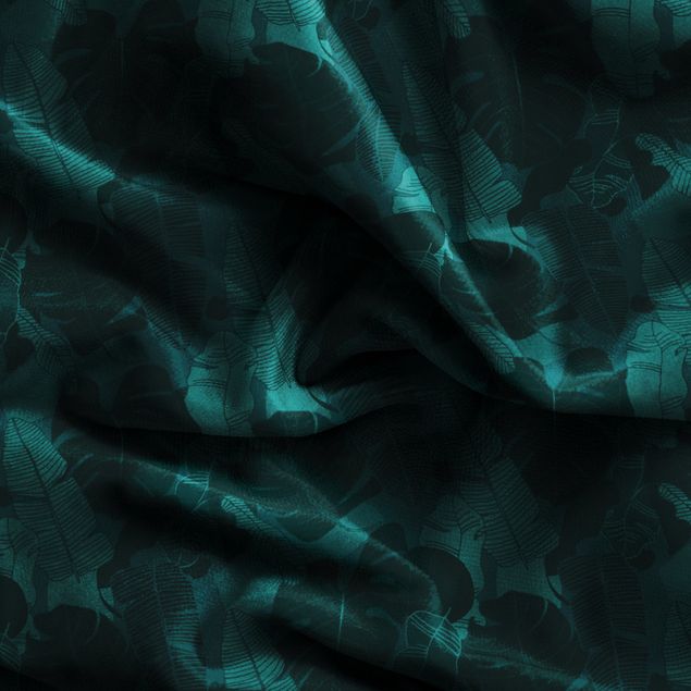 rideau motif Tropical Leaf Mix - Dark Jade Green