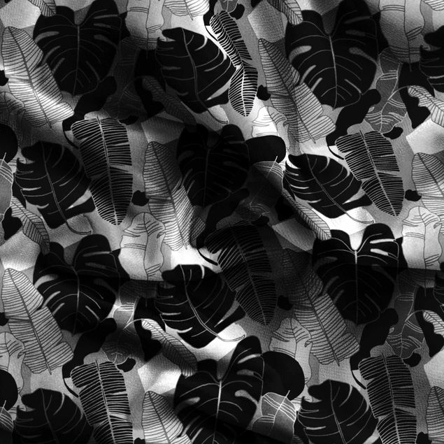 rideau motif Tropical Leaf Mix - Grey