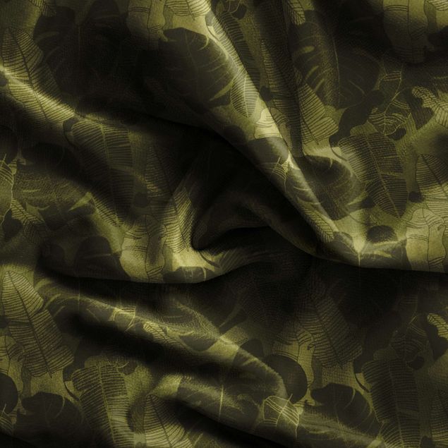 rideau occultant motif Tropical Leaf Mix - Olive Green