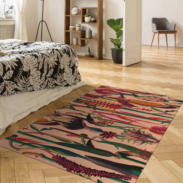 tapis multicolore Motif de luxe tropical XXL