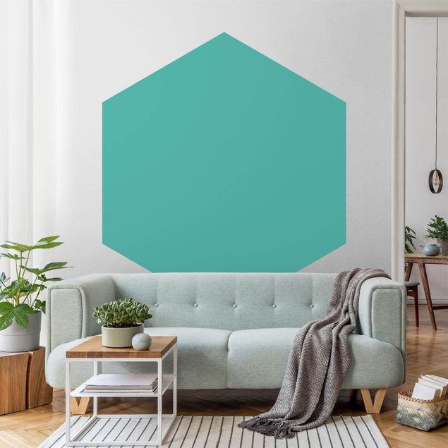 Papiers peintspanoramique hexagonal Turquoise