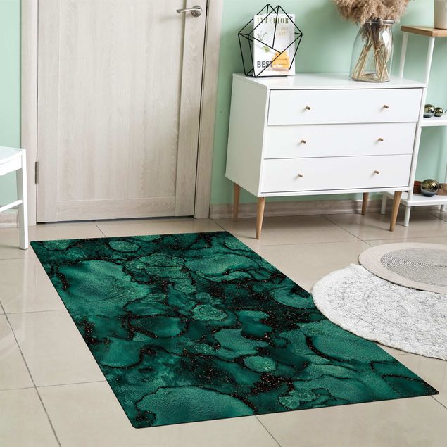 tapis de bain turquoise Goutte Turquoise avec Paillettes