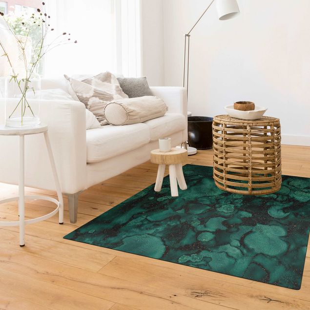 tapis abstrait Goutte Turquoise avec Paillettes