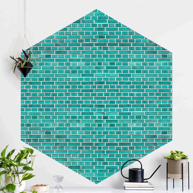 Déco mur cuisine Turquoise Brick Wall