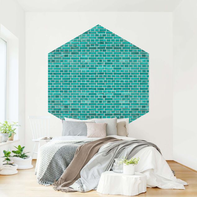Tapisserie moderne Turquoise Brick Wall