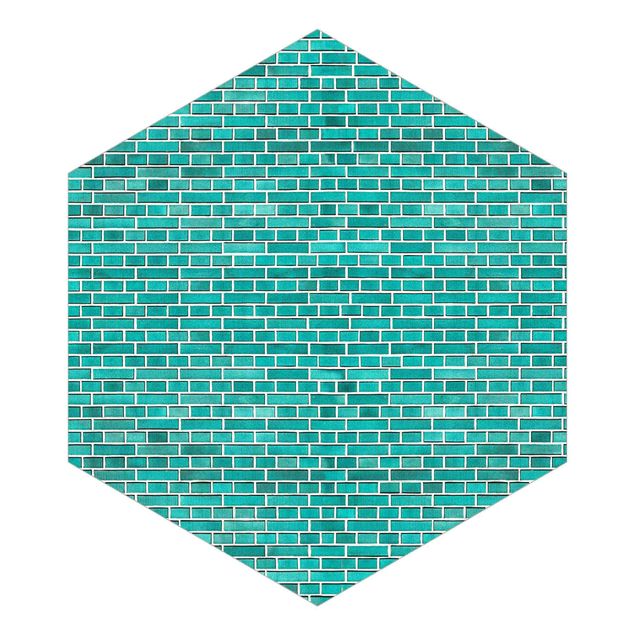 Tapisserie turquoise Turquoise Brick Wall