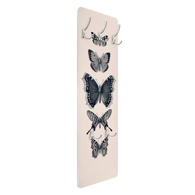 Porte-manteau - Ink Butterflies On Beige Backdrop