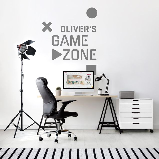 Sticker mural texte personnalisé - Typography Game Zone With Customised Name