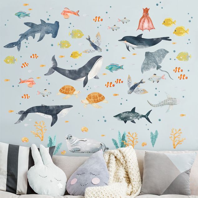Sticker mural animaux Underwater world with fishes