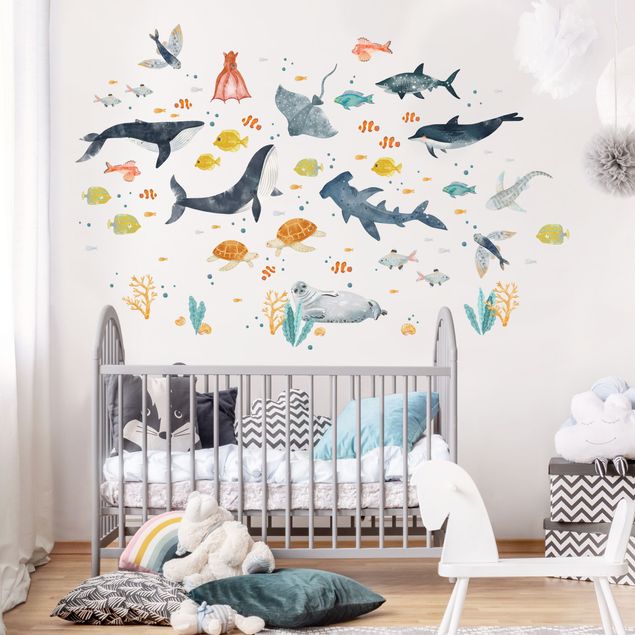 Sticker mural poisson Underwater world with fishes