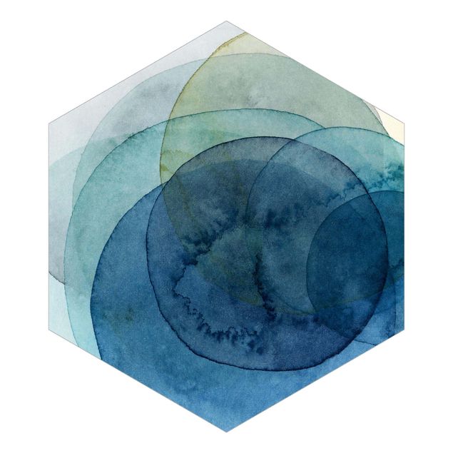 Papier peint hexagonal autocollant avec dessins - Big Bang - Blue