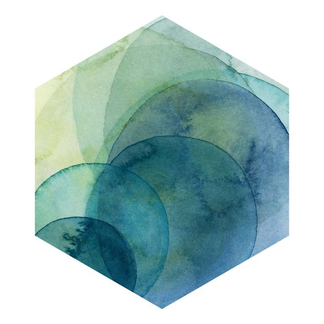 Papier peint hexagonal autocollant avec dessins - Big Bang - Green