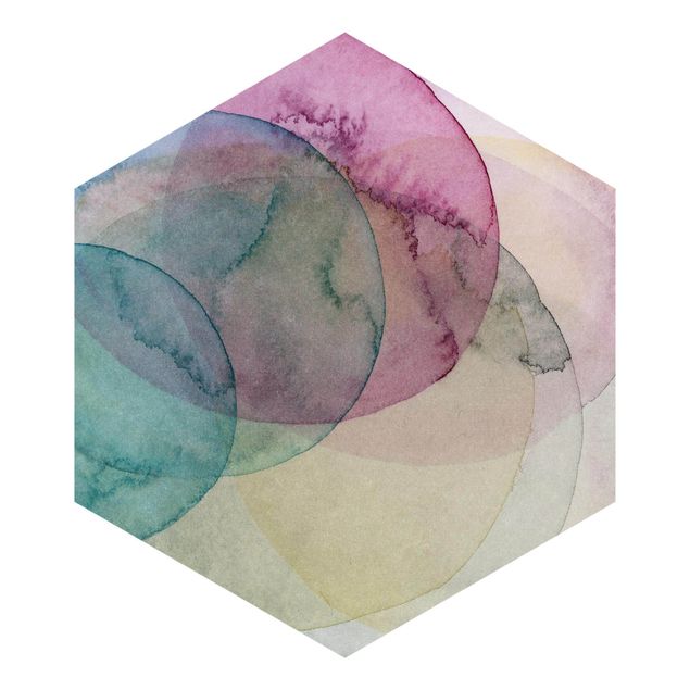 Papier peint hexagonal autocollant avec dessins - Big Bang - Pink