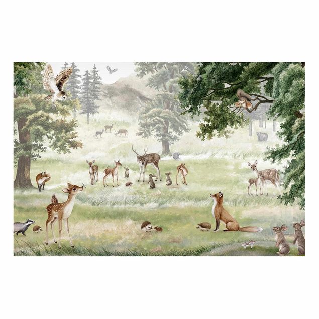 Tableaux paysage Rassemblement d'animaux de la forêt