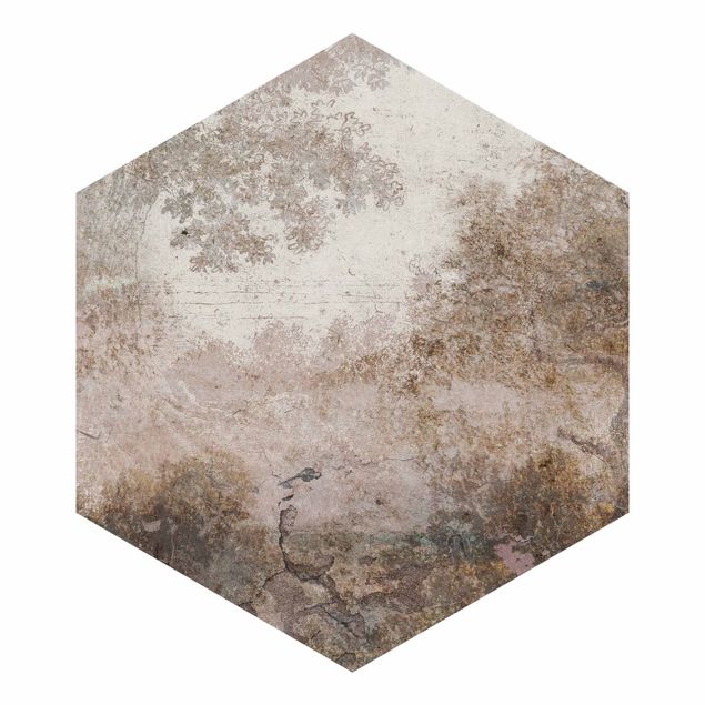 Papier peint panoramique hexagonal autocollant - Hidden Forest On The Horizon
