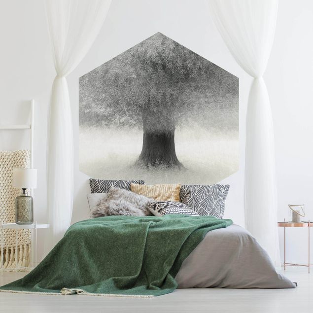 Papier peint panoramique forêt Arbre de rêve En Blanc
