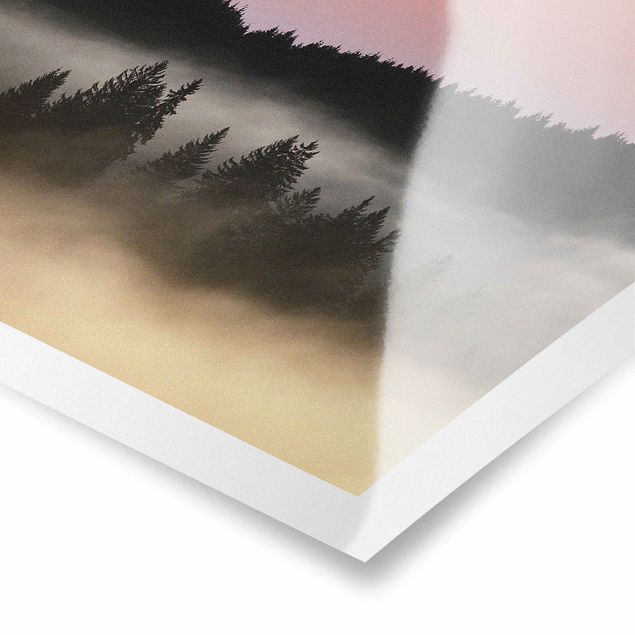 Poster paysage Forêt brumeuse de rêve