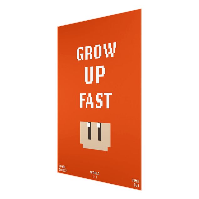 Tableaux en verre magnétique Video Game Grow Up Fast In Red