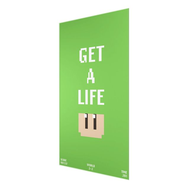 Tableaux en verre magnétique Video Game Text Get A Life In Green