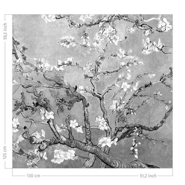 Toile impressionniste Vincent Van Gogh - Almond Blossom Black And White