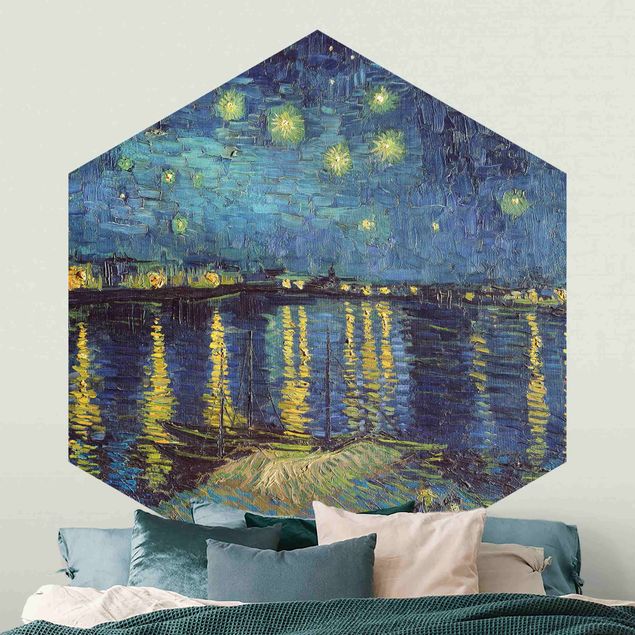 Tableau impressionniste Vincent Van Gogh - Nuit étoilée au-dessus du Rhône
