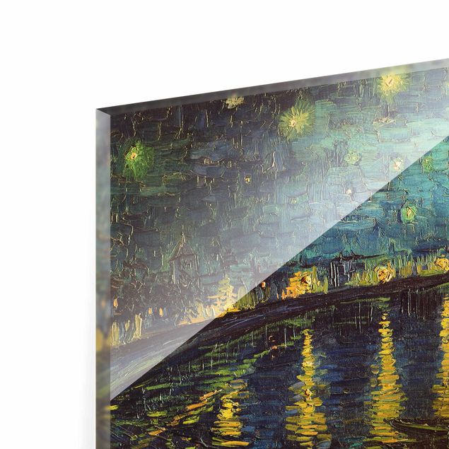 Tableaux en verre architecture & skyline Vincent Van Gogh - Nuit étoilée au-dessus du Rhône